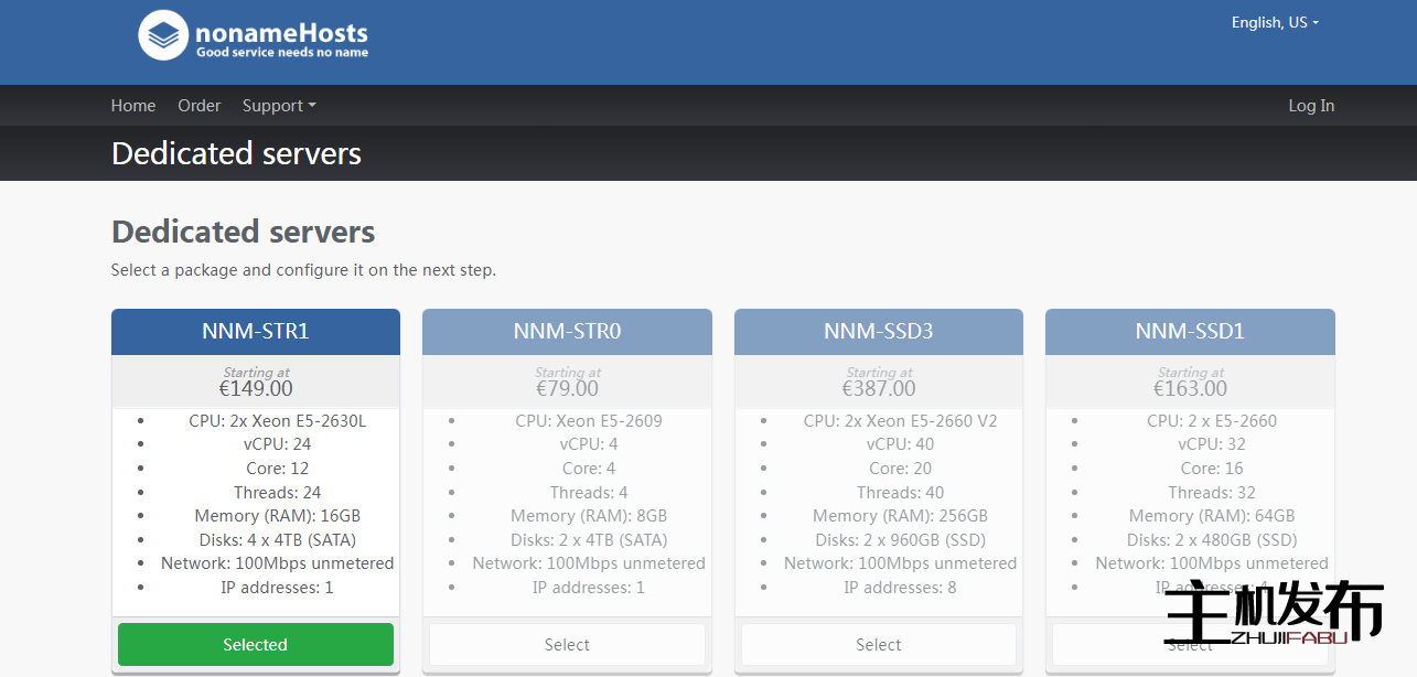 nonameHosts -10% 促销:Xeon 24 vCPU:8-256GB RAM:SSD:无限制带宽:LT/NL 位置