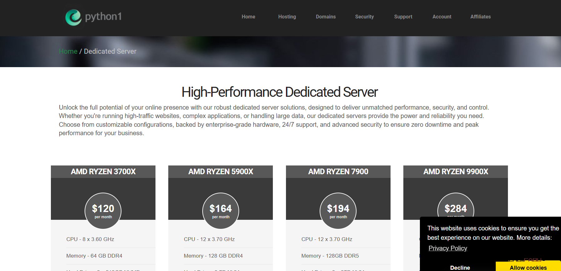 🟢 Python1.com |始于 2012 年 |AMD 锐龙 3700X、5900X、7900、9900X |NVME|我们