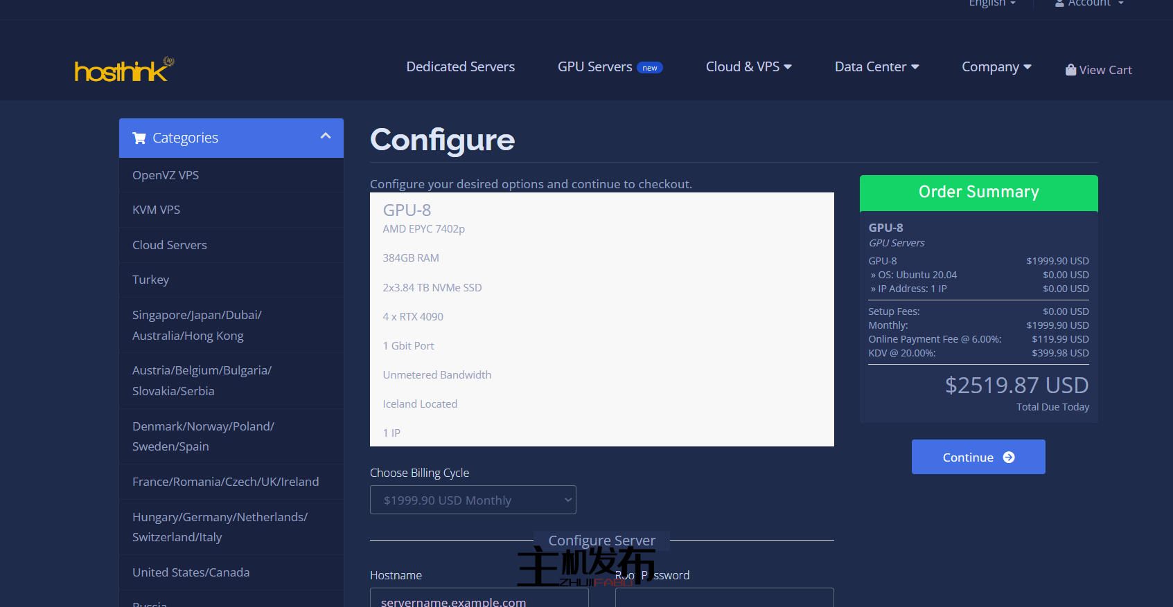 *GPU 服务器 - RTX 4090/H100/A4000 - EPYC CPU - 不同位置