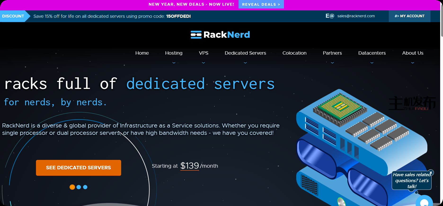 *热卖！RackNerd 的专用服务器促销！SSD， NVMe & HIGH STORGAGE DEDIS每月59美元起