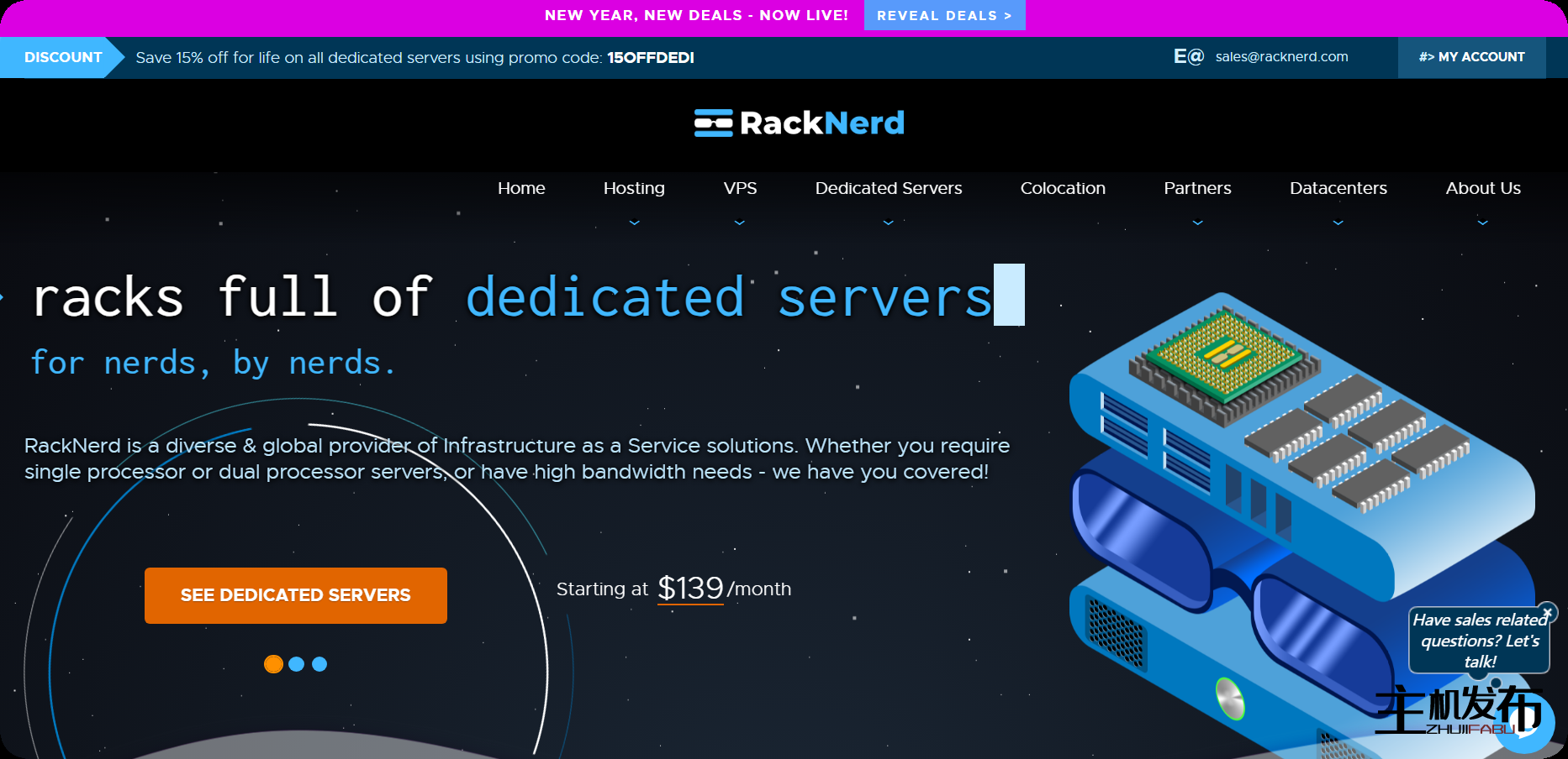 *热卖！RackNerd 的专用服务器促销！SSD， NVMe & HIGH STORGAGE DEDIS每月59美元起