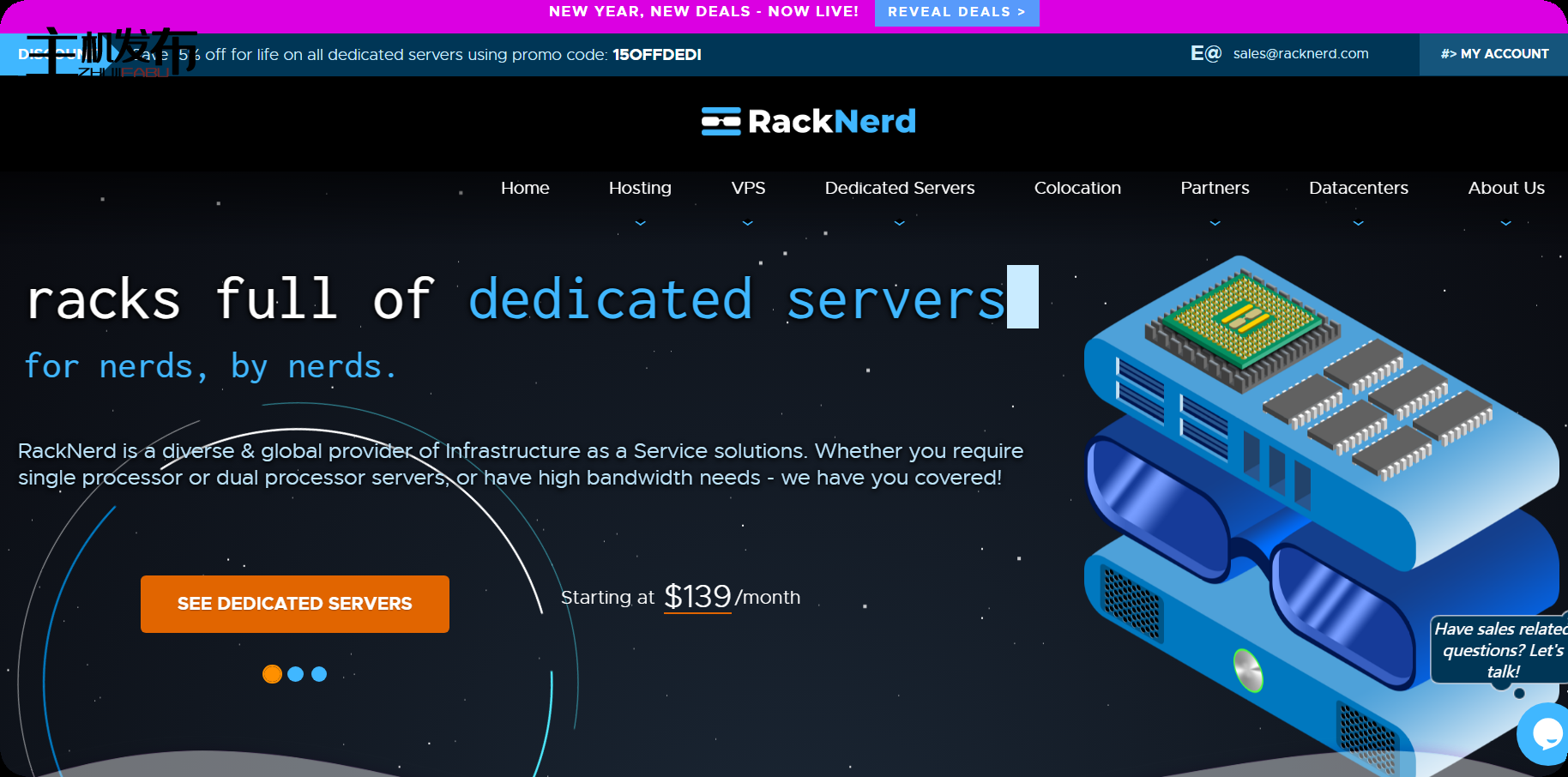 *热卖！RackNerd 的专用服务器促销！SSD， NVMe & HIGH STORGAGE DEDIS每月59美元起