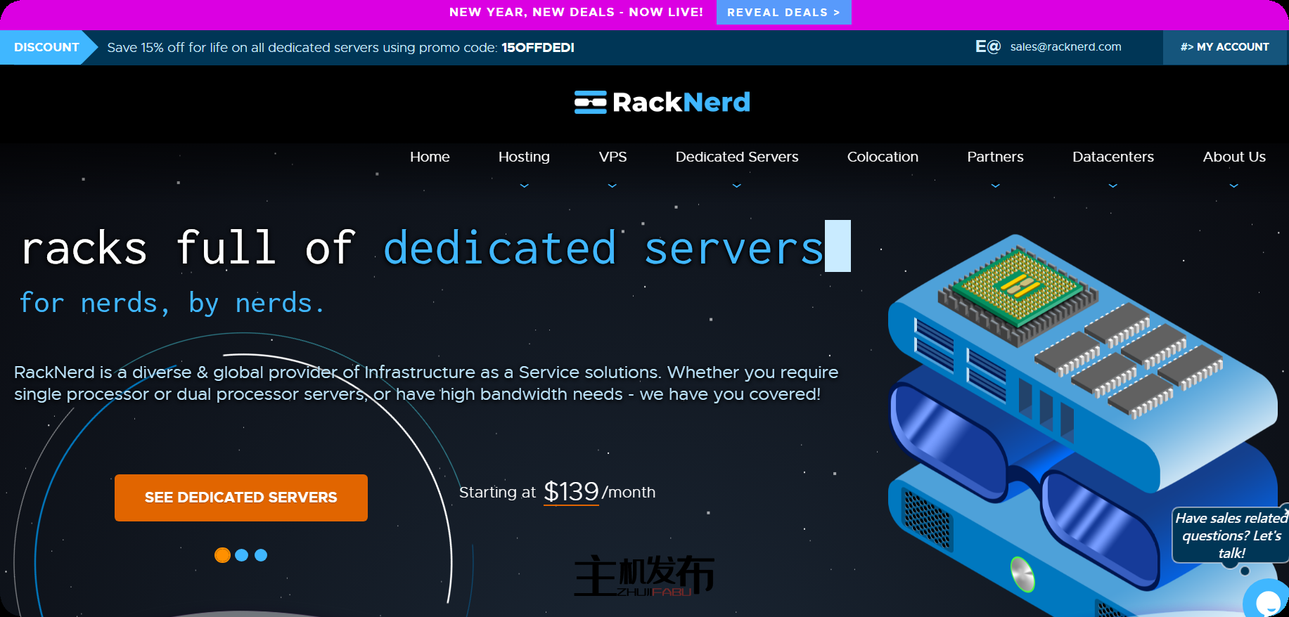*热卖！RackNerd 的专用服务器促销！SSD， NVMe & HIGH STORGAGE DEDIS每月59美元起